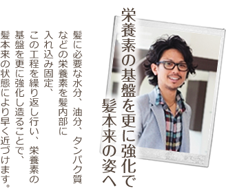 栄養素の基盤を強化で髪本来の姿へ